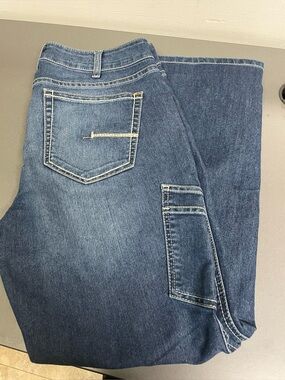 Men's Blue Denim Jeans -  Ariat  Rebar mid rise straight 33r
